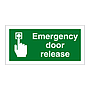 Emergency door release sign