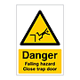 Danger Falling hazard Close trap door sign