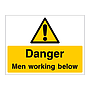 Danger Men working below sign