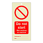 Do not start men working on machine tie tag Pack of 10 (Marine Sign)
