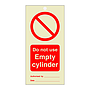 Do not use empty cylinder tie tag Pack of 10 (Marine Sign)