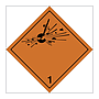 Hazard diamond Explosive substances or articles Class 1 division 1.1 1.2 & 1.3 (Marine Sign)