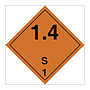 Hazard diamond Class 1 Explosive substances or articles division 1.4 S (Marine Sign)