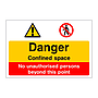Danger Confined space No unauthorised persons sign22.49