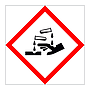 Corrosive hazard warning diamond GHS label