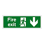 Fire exit arrow down sign