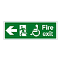 Fire exit with disabled symbol arrow left sign