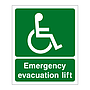 Emergency evacuation lift sign