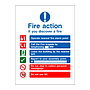 Fire action sign with symbols Building with lift version