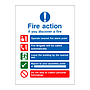 Fire action sign with symbols No lift version