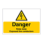 Danger Keep away Exposed live conductors sign