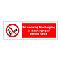 No smoking No charging or discharging of vehicle tanks sign
