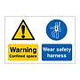 Warning confined space Wear safety harness sign