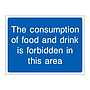 The consumption of food or drink is forbidden in this area sign