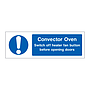 Convector oven instructions sign