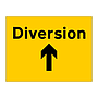 Diversion ahead arrow sign
