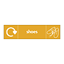 Shoes with WRAP recycling logo & icon sign