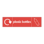 Plastic bottles with WRAP recycling logo & icon sign