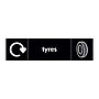 Tyres with WRAP recycling logo & icon sign