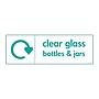 Clear glass bottles & jars with WRAP recycling logo sign