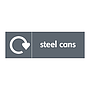 Steel cans with WRAP recycling logo sign