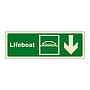 Lifeboat with down directional arrow (Marine Sign)