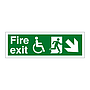 Fire exit with Disabled symbol arrow down right sign