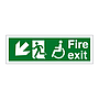 Fire exit with Disabled symbol arrow down left sign