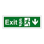 Exit with flames symbol Arrow down sign