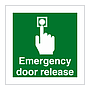 Emergency door release sign