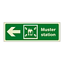 Muster station with left directional arrow (Marine Sign)