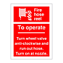 Fire hose reel To operate turn wheel valve sign