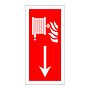 Fire hose down directional arrow sign