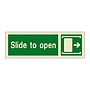 Slide to open with right directional arrow & symbol (Marine Sign)