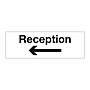 Reception with arrow left sign