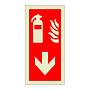 Fire extinguisher down directional arrow (Marine Sign)