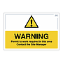 Site Safe - Warning Permit to Work sign