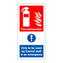 Fire extinguisher Only to be used by trained staff sign