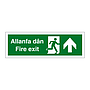 Fire exit arrow up English/Welsh sign