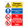 Danger Battery charging area multi-message sign