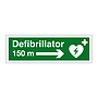 Defibrillator arrow 150m right sign