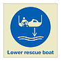 Lower rescue boat to the water with text 2019 (Marine Sign)