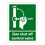 Gas shut off control valve sign