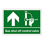 Gas shut off control valve with up arrow sign