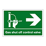 Gas shut off control valve with right arrow sign