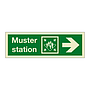 Muster station with right directional arrow 2019 (Marine Sign)