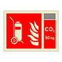 Wheeled fire extinguisher with 50kg CO2 Identification (Marine Sign)