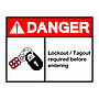 Danger Lockout Tag out required before entering sign