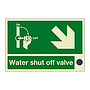 Water shut off control valve with down right arrow sign with hole