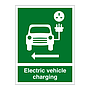 Electric vehicle charging car symbol & arrow left sign